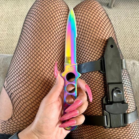 Thigh Highs Garter Belt Dagger - Iridescent