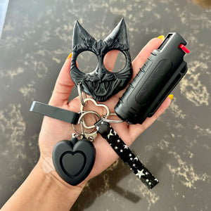 Cry Tough Keychain - Black Evil Kitty Set